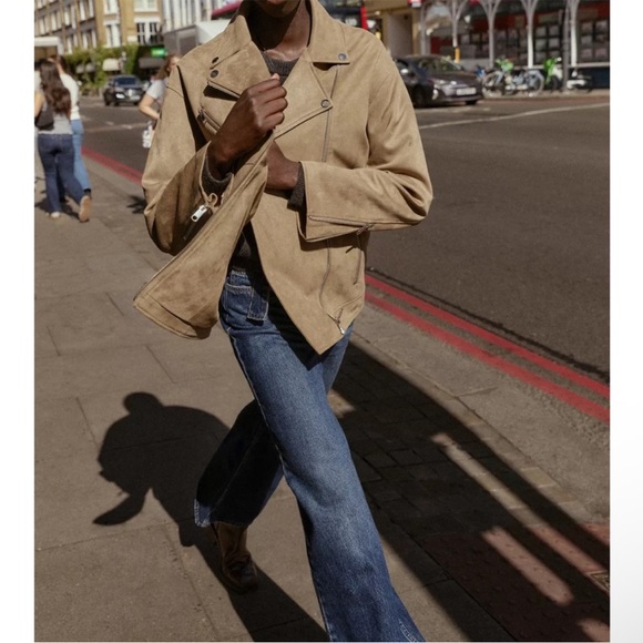 ZARA FAUX SUEDE BIKER JACKET - Picture 12 of 16